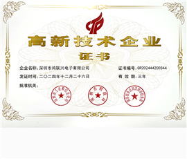 High tech Enterprise Certificate